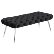 Ella Upholstered Tufted Bench Stainless Steel Legs Black - alternate view