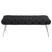 Ella Upholstered Tufted Bench Stainless Steel Legs Black - detail 3