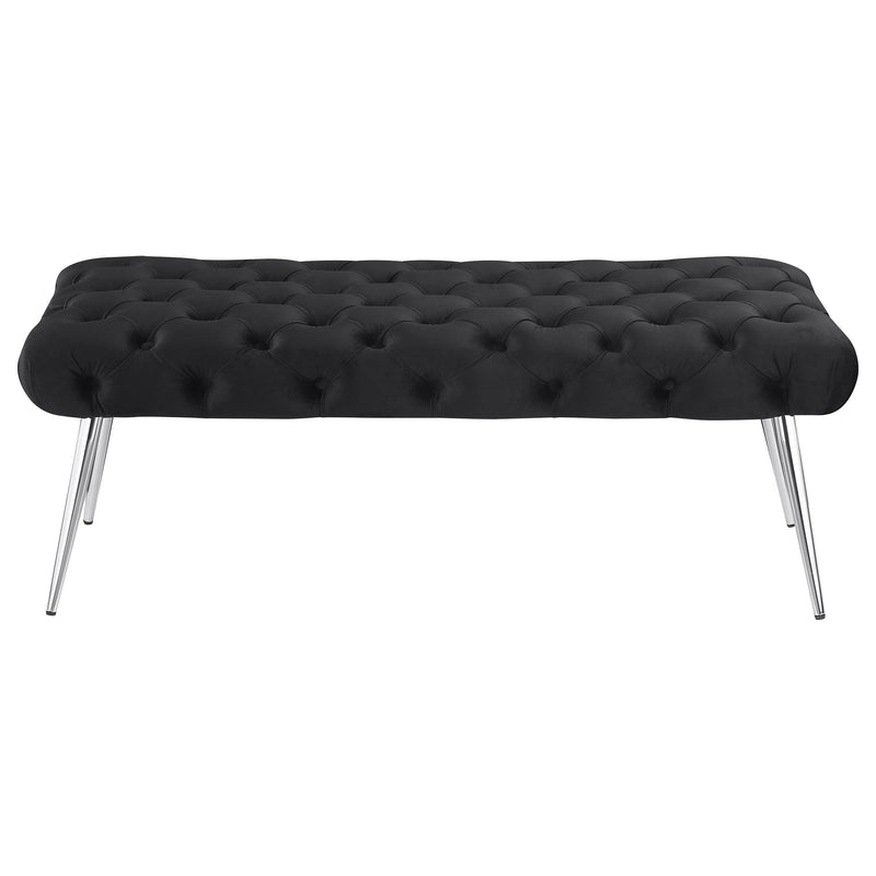 Ella Upholstered Tufted Bench Stainless Steel Legs Black - detail 3