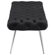 Ella Upholstered Tufted Bench Stainless Steel Legs Black - detail 4