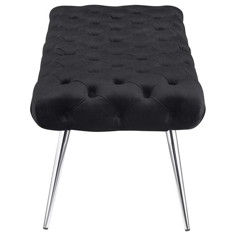 Ella Upholstered Tufted Bench Stainless Steel Legs Black - detail 4