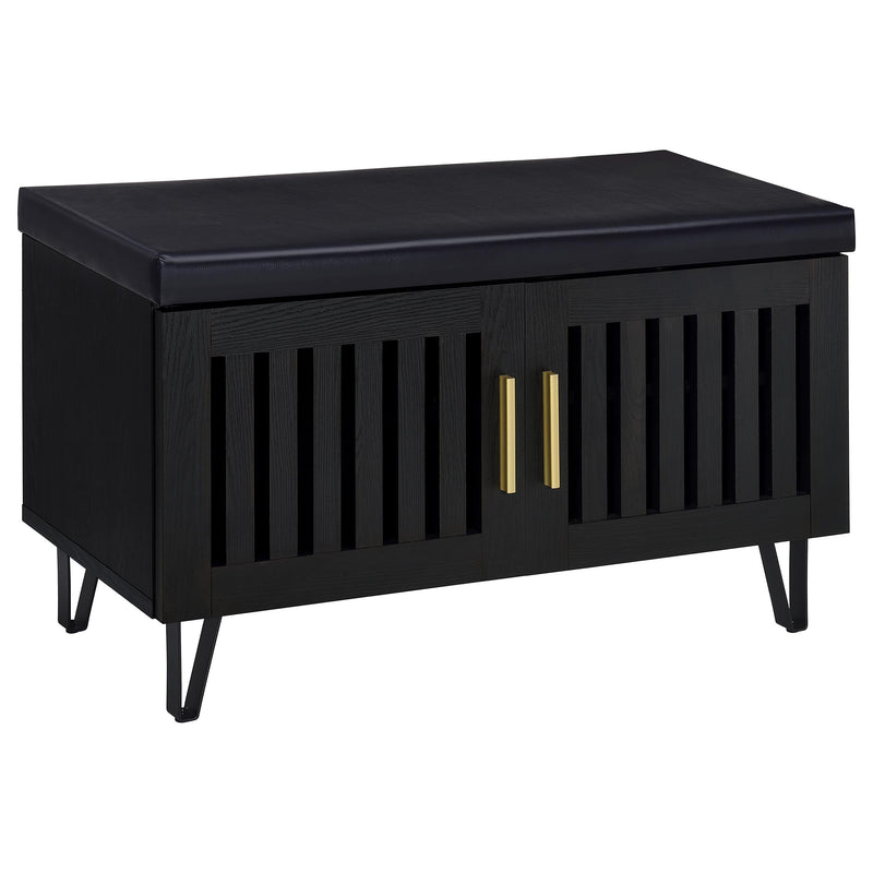 Brixton 2-door Padded Entryway Shoe Storage Bench Black - alternate view
