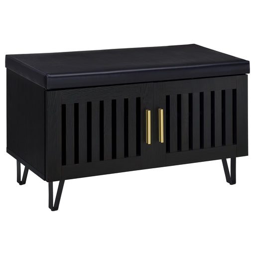 Brixton 2-door Padded Entryway Shoe Storage Bench Black - alternate view