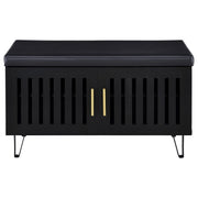 Brixton 2-door Padded Entryway Shoe Storage Bench Black - detail 4