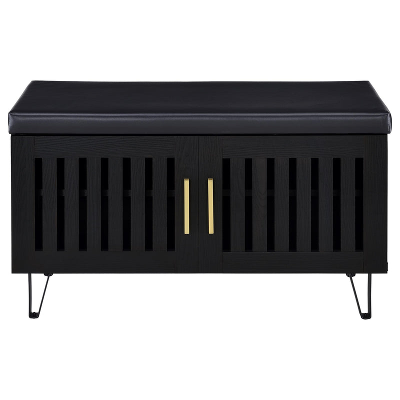 Brixton 2-door Padded Entryway Shoe Storage Bench Black - detail 4