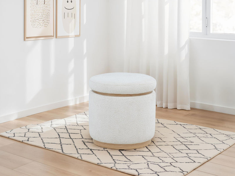 Remuda Boucle Upholstered Round Storage Ottoman
