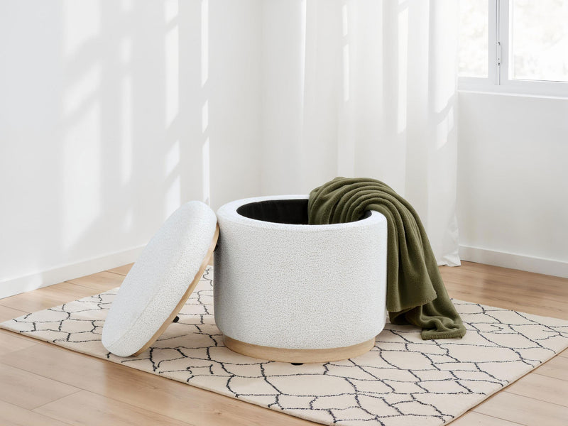 Remuda Boucle Upholstered Round Storage Ottoman