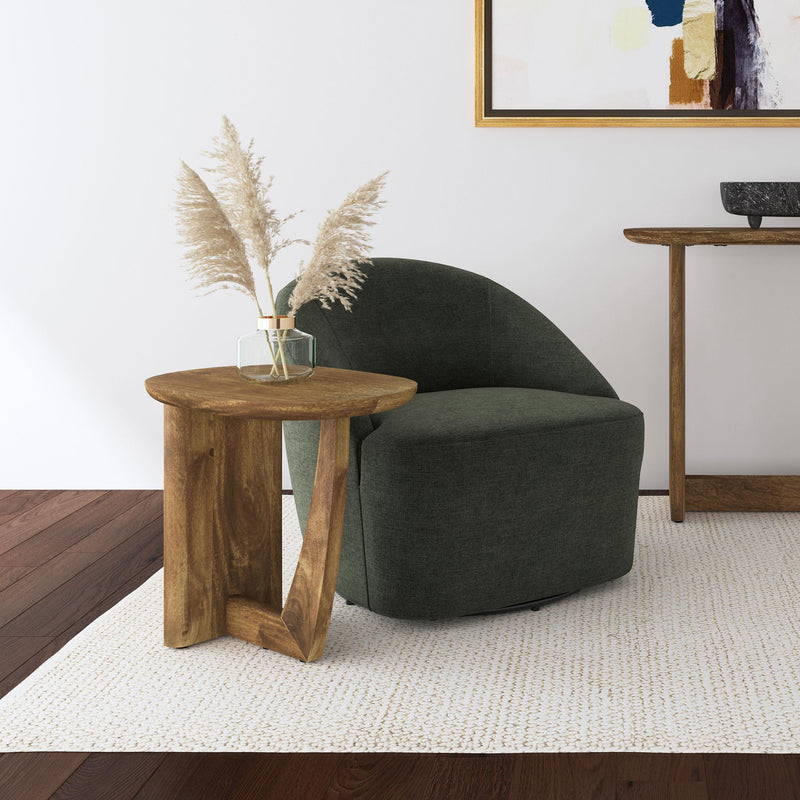 Fletcher Oval Solid Mango Wood Accent Side Table
