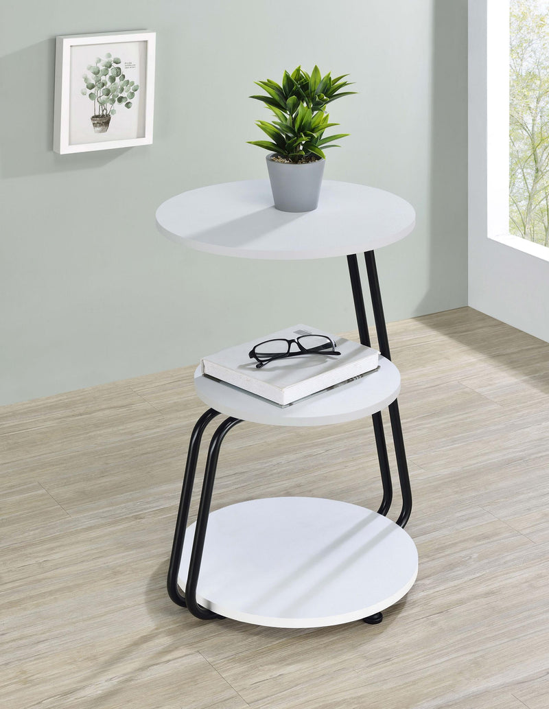 Hilly 3-tier Round Accent Side Table White and