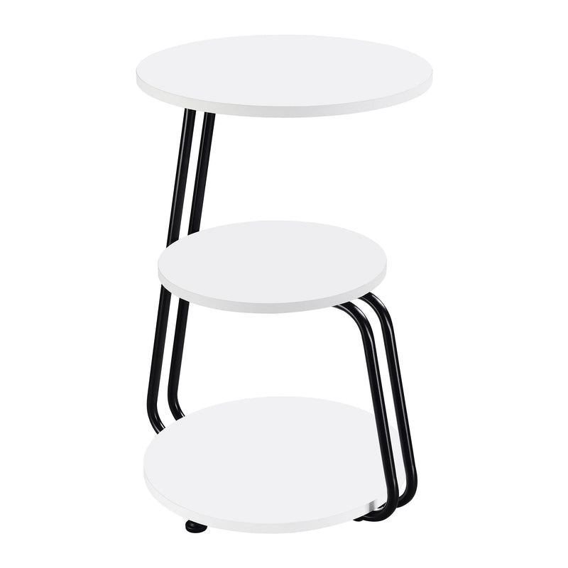 Hilly 3-tier Round Accent Side Table White and