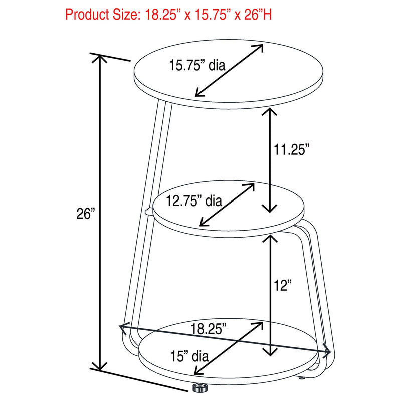 Hilly 3-tier Round Accent Side Table White and