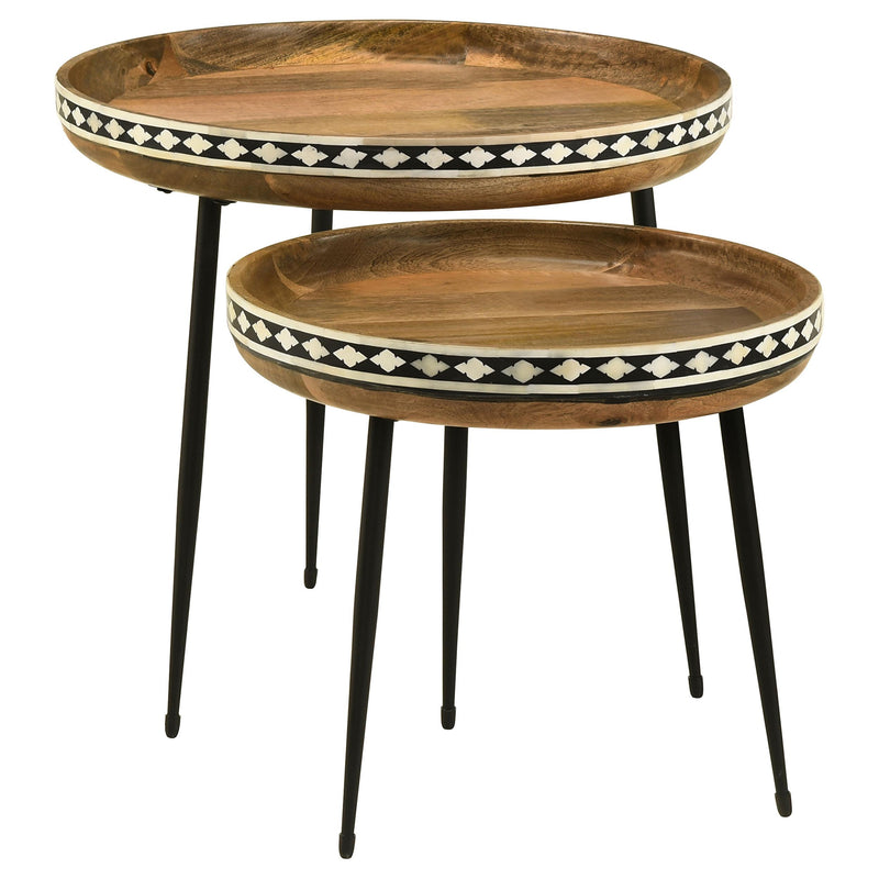 Ollie 2-piece Solid Wood Bone Inlay Nesting Table Natural - alternate view