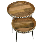 Ollie 2-piece Solid Wood Bone Inlay Nesting Table Natural - detail 3