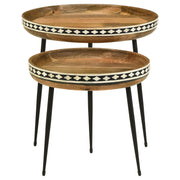 Ollie 2-piece Solid Wood Bone Inlay Nesting Table Natural - detail 4