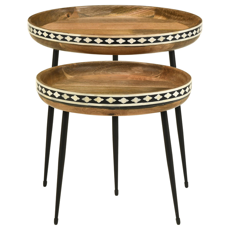 Ollie 2-piece Solid Wood Bone Inlay Nesting Table Natural - detail 4
