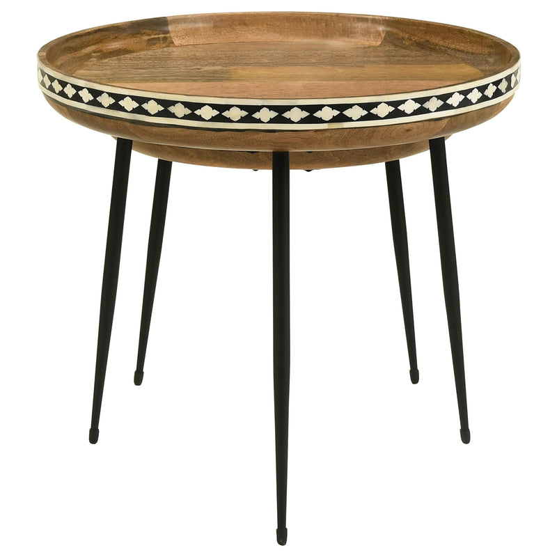 Ollie 2-piece Solid Wood Bone Inlay Nesting Table Natural - detail 5