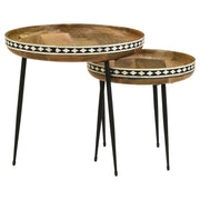 Ollie 2-piece Solid Wood Bone Inlay Nesting Table Natural - detail 6