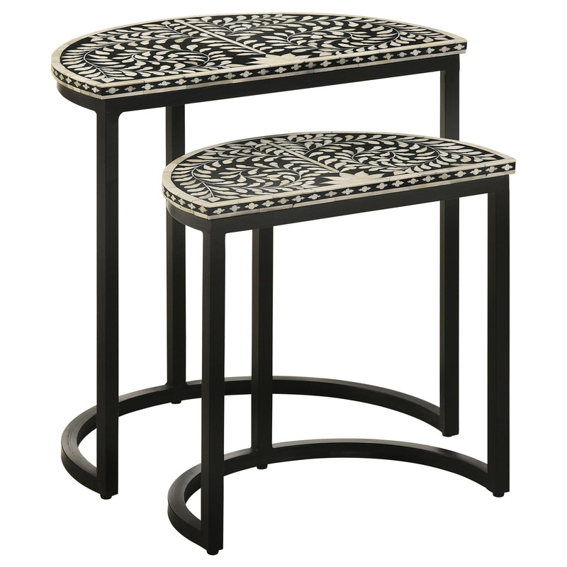 Zakiya 2-piece Demilune Nesting Table Set Black and