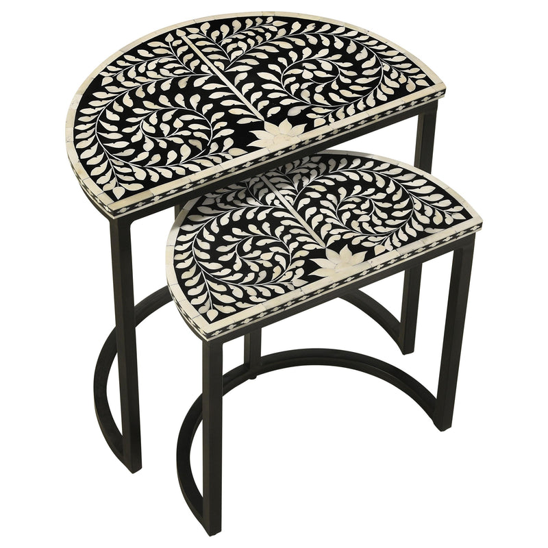 Zakiya 2-piece Demilune Nesting Table Set Black and