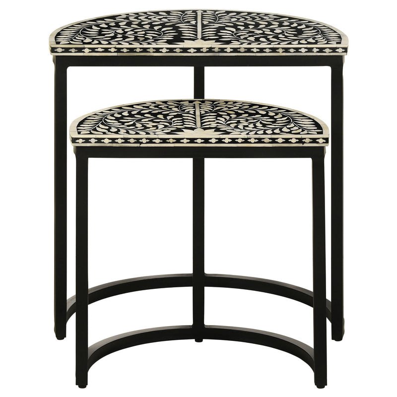 Zakiya 2-piece Demilune Nesting Table Set Black and