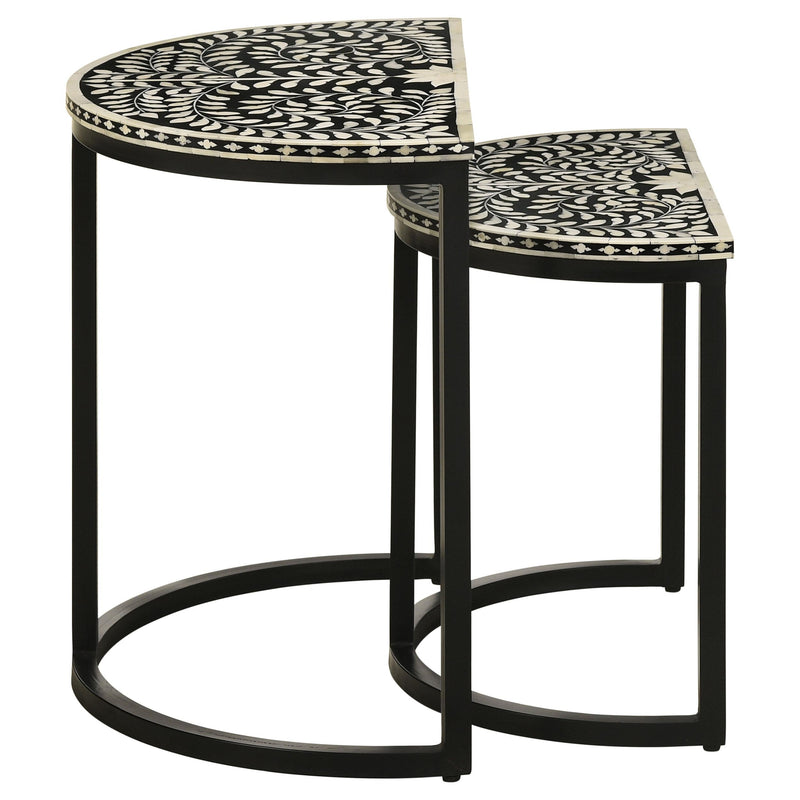 Zakiya 2-piece Demilune Nesting Table Set Black and