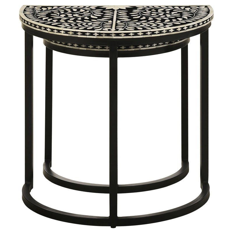 Zakiya 2-piece Demilune Nesting Table Set Black and