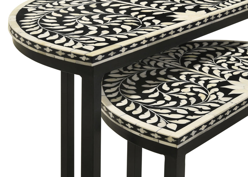 Zakiya 2-piece Demilune Nesting Table Set Black and