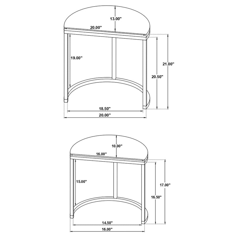 Zakiya 2-piece Demilune Nesting Table Set Black and