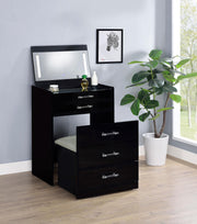Danbury 3-drawer Makeup Vanity & Stool Set Black High Gloss - alternate view