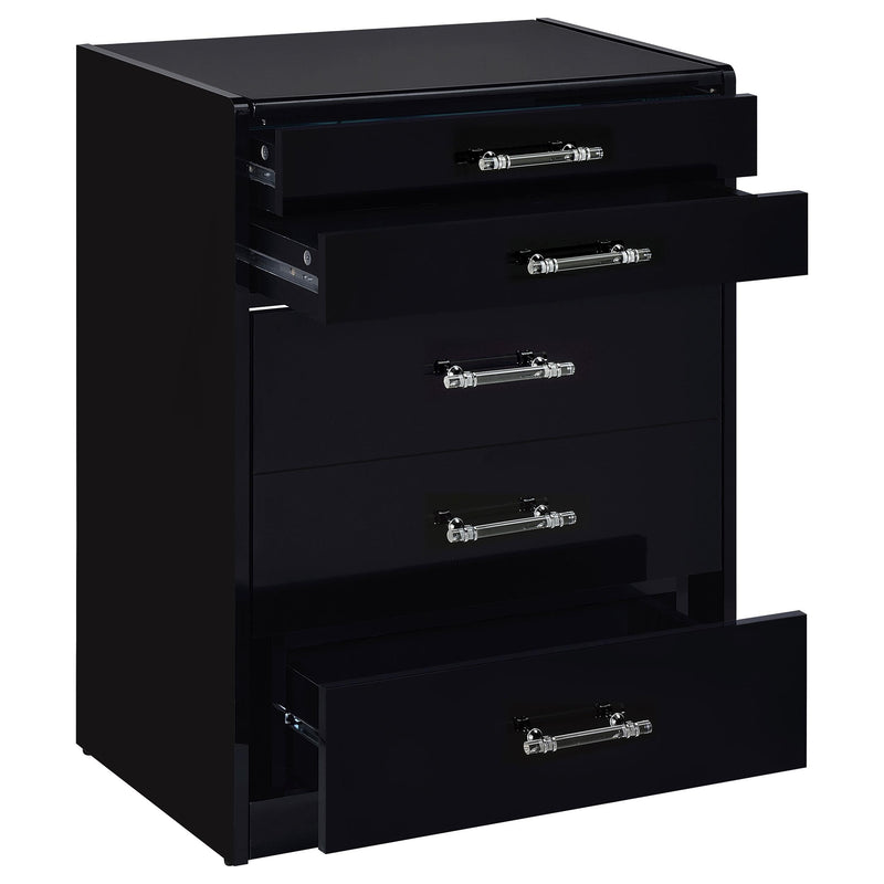 Danbury 3-drawer Makeup Vanity & Stool Set Black High Gloss - detail 4