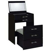 Danbury 3-drawer Makeup Vanity & Stool Set Black High Gloss - detail 5