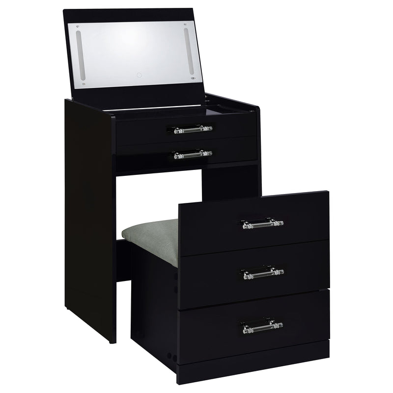 Danbury 3-drawer Makeup Vanity & Stool Set Black High Gloss - detail 5