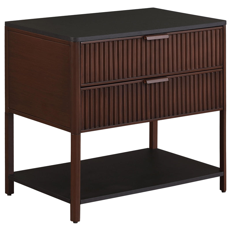 Zimmerlee 2-drawer Side Table with Shelf Rust Brown - alternate view
