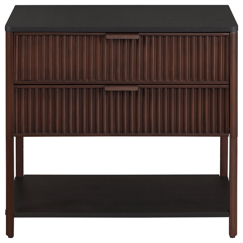 Zimmerlee 2-drawer Side Table with Shelf Rust Brown - detail 3