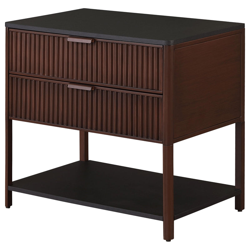 Zimmerlee 2-drawer Side Table with Shelf Rust Brown - detail 4