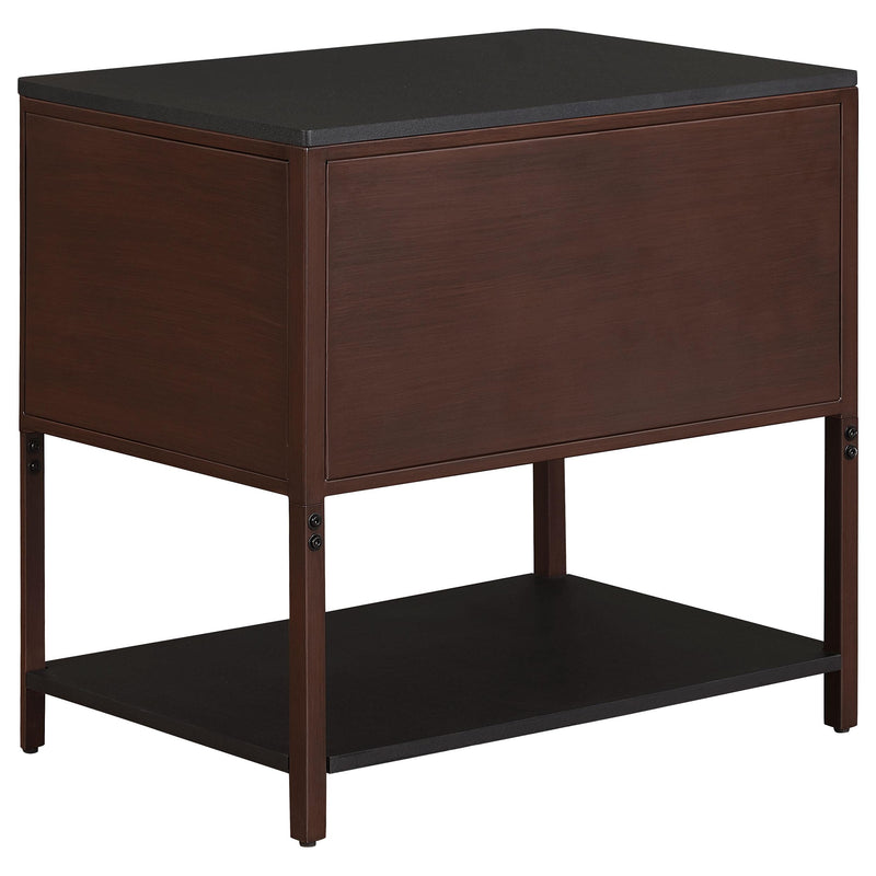 Zimmerlee 2-drawer Side Table with Shelf Rust Brown - detail 6