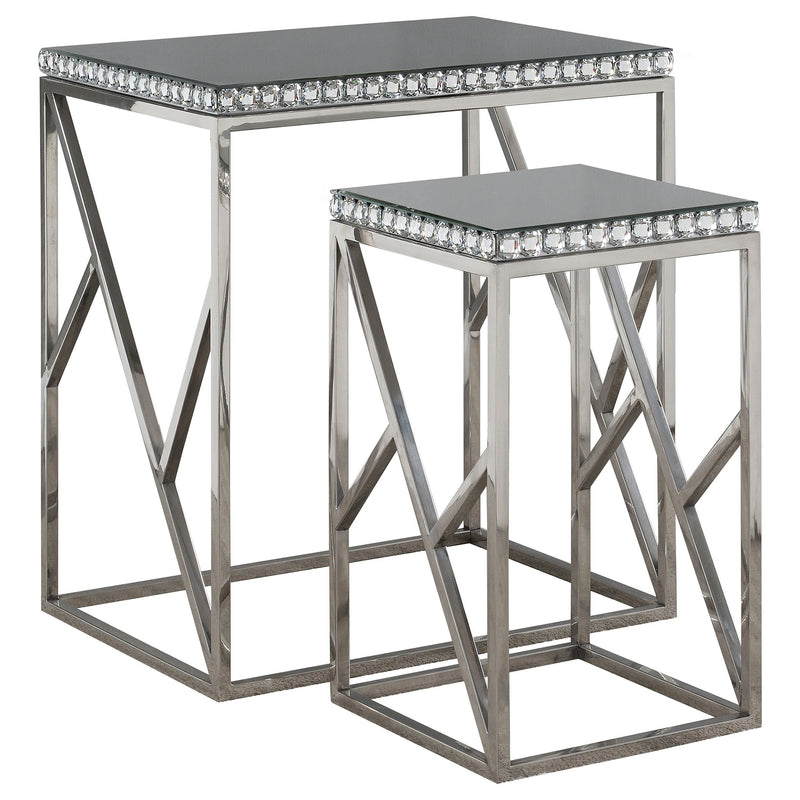 Betsy 2-piece Mirrored Stainless Steel Nesting Tables Silver - alternate view