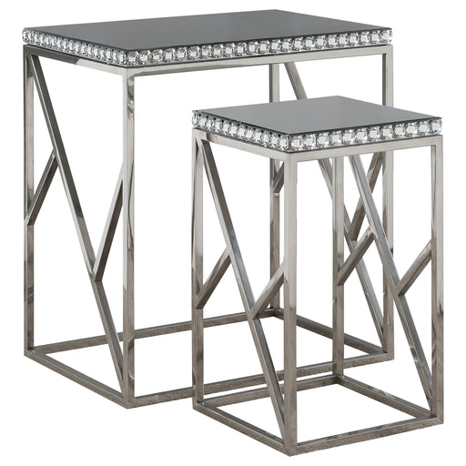 Betsy 2-piece Mirrored Stainless Steel Nesting Tables Silver - alternate view