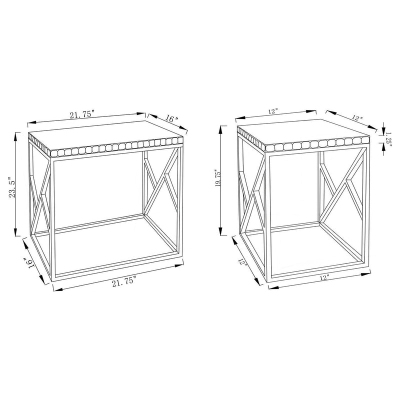 Betsy 2-piece Mirrored Stainless Steel Nesting Tables Silver - detail 3
