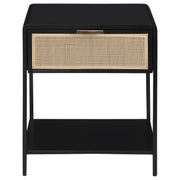 Amherst 1-drawer Radio Weave Cane Metal Bedside Table Black - detail 3