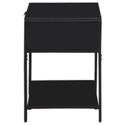 Amherst 1-drawer Radio Weave Cane Metal Bedside Table Black - detail 5