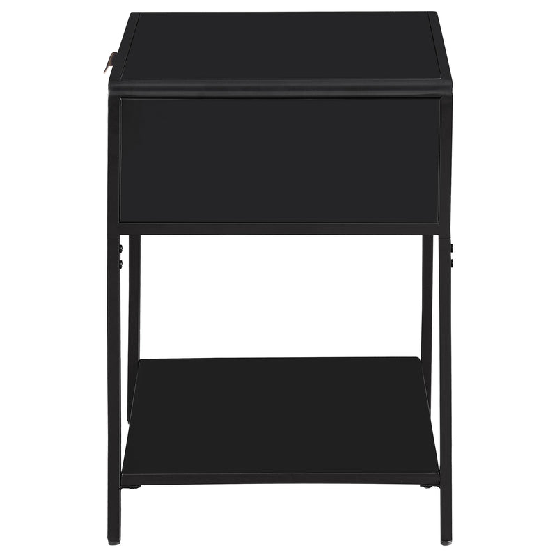 Amherst 1-drawer Radio Weave Cane Metal Bedside Table Black - detail 5