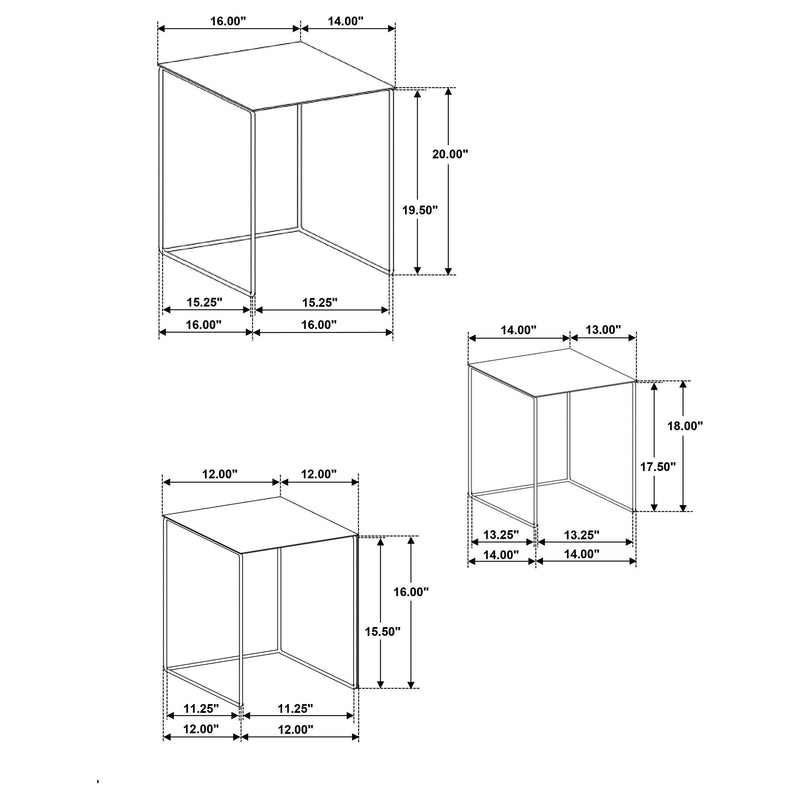 Imez 3-piece Rectangular Metal Nesting Table Set