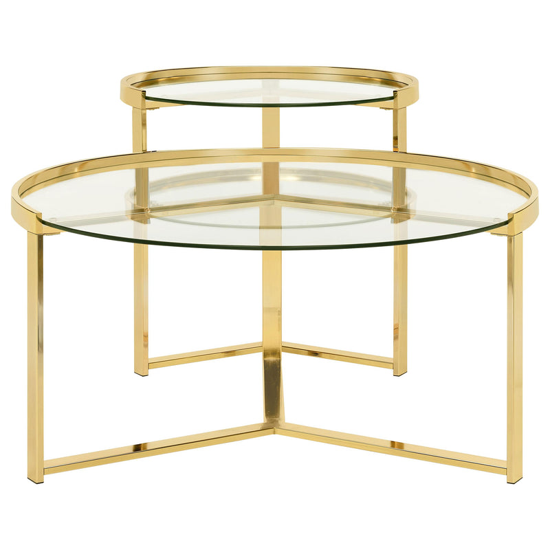 Delia 2-Piece Round Glass Top Nesting Coffee Table