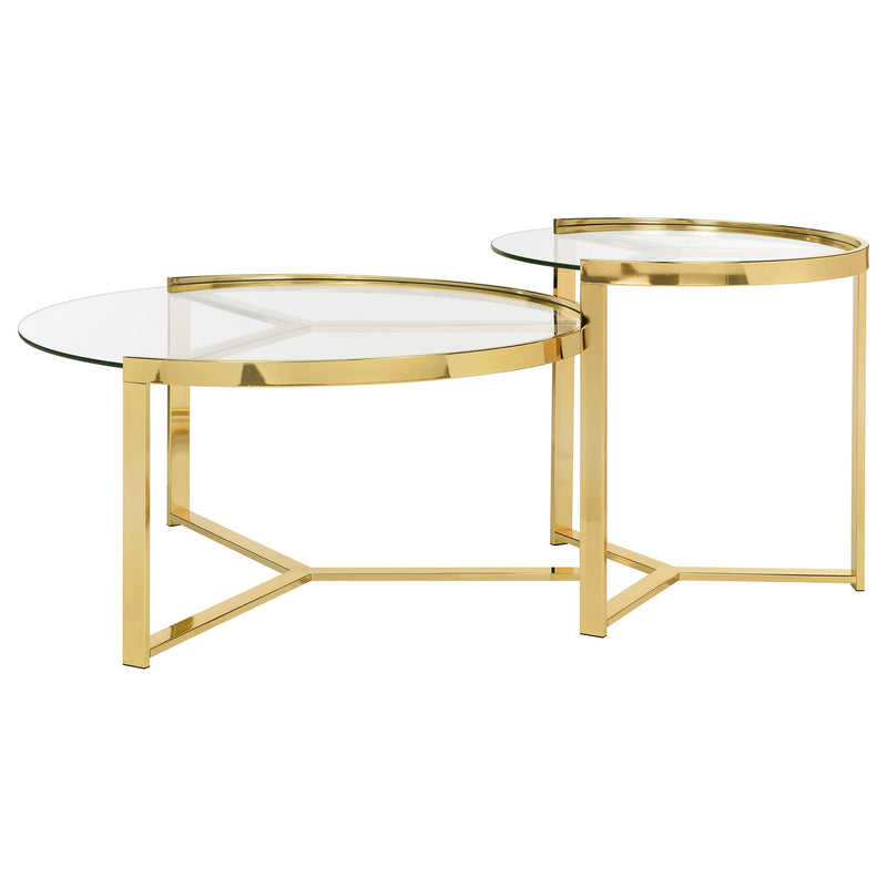 Delia 2-Piece Round Glass Top Nesting Coffee Table