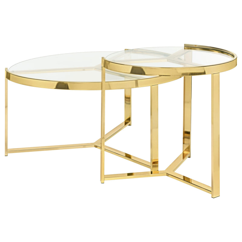 Delia 2-Piece Round Glass Top Nesting Coffee Table