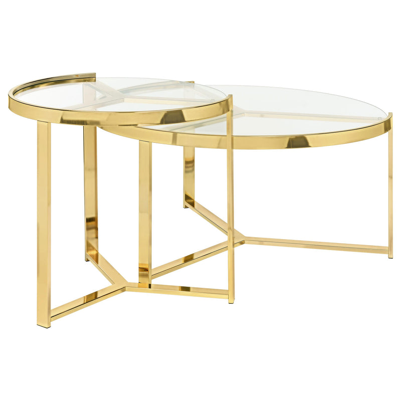 Delia 2-Piece Round Glass Top Nesting Coffee Table