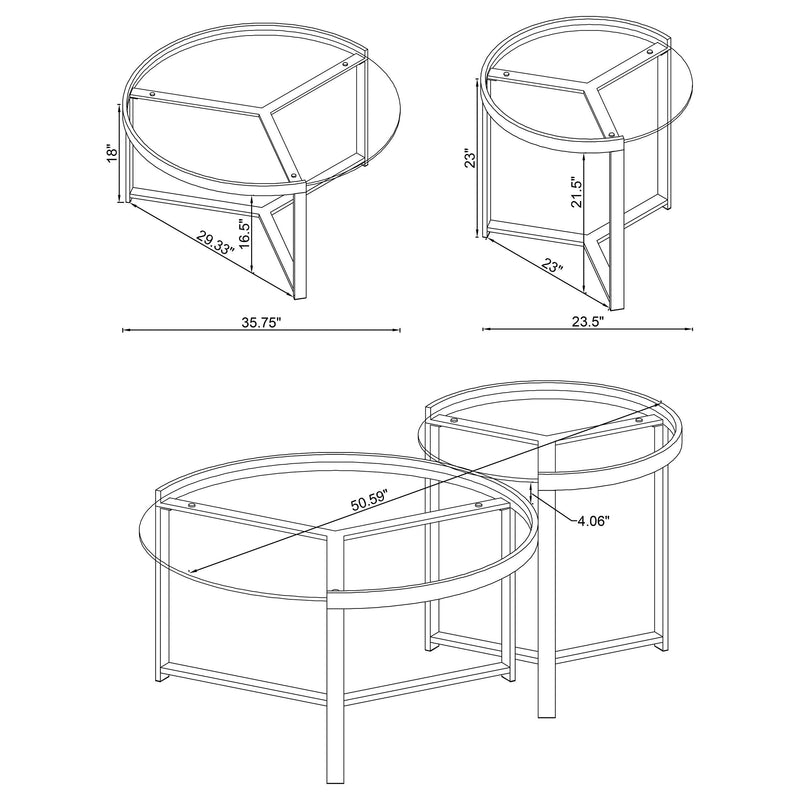 Delia 2-Piece Round Glass Top Nesting Coffee Table