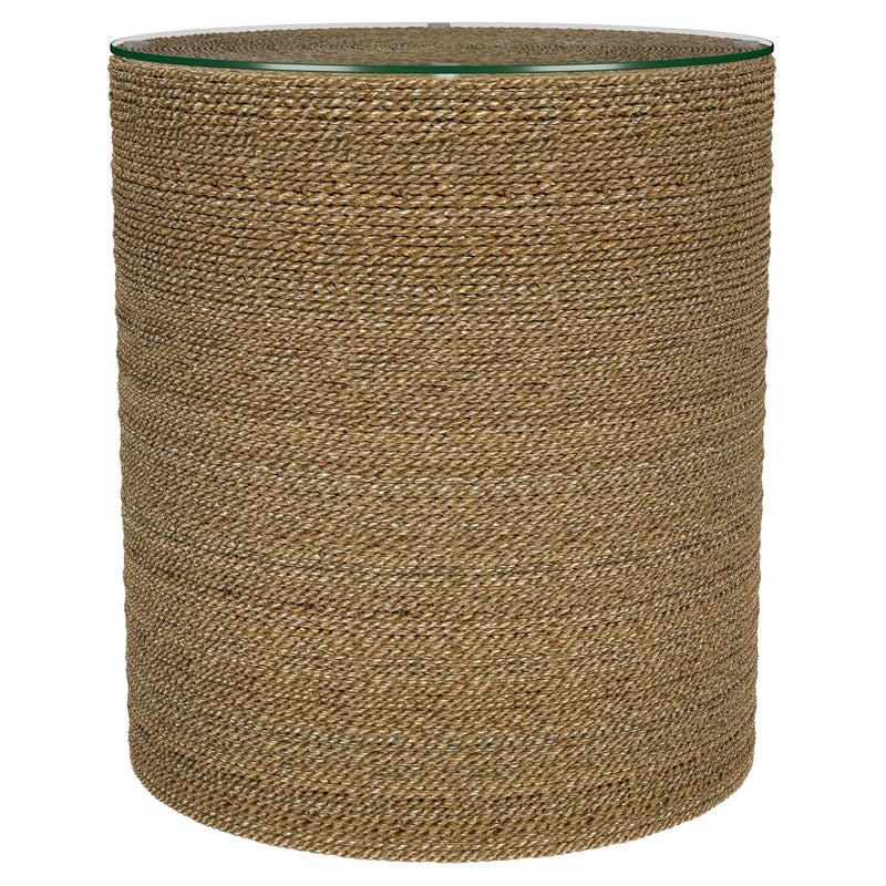 Halden Round Woven Seagrass Accent Side Table