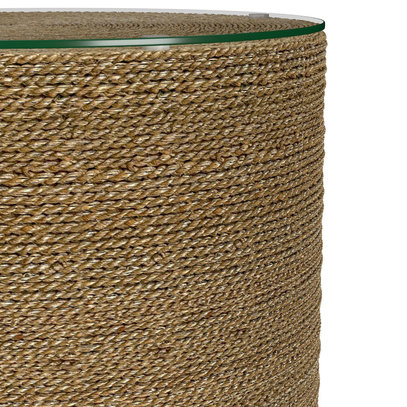 Halden Round Woven Seagrass Accent Side Table
